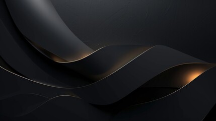 Black and Gold Abstract Background With Curves