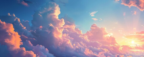 Sun Shining Through Clouds in the Sky - obrazy, fototapety, plakaty