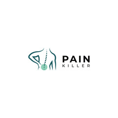 Creative Back pain, Pain killer treatment logo design.