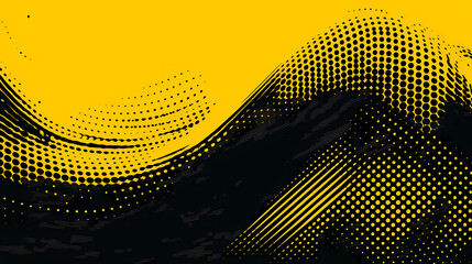 Black and yellow halftone background with grunge