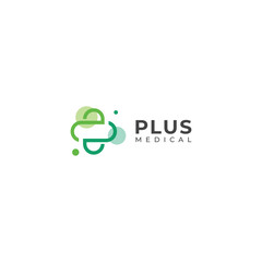 Creative Cross plus medical logo design template.
