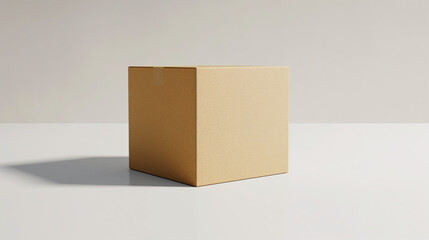 Mockup of a closed cardboard box for a brand, on a white background
