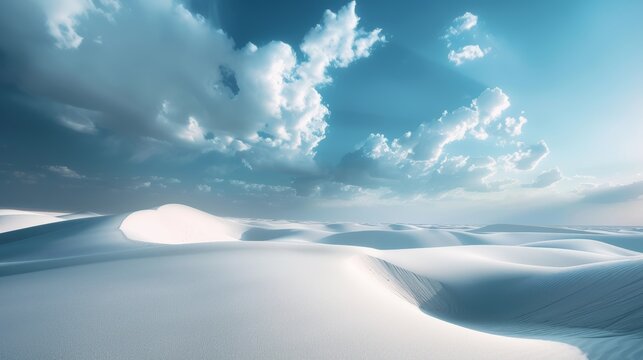 Vast White Sand Dunes Below Cloudy Sky
