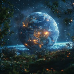 Fantasy planet Earth hyperrealistic render
