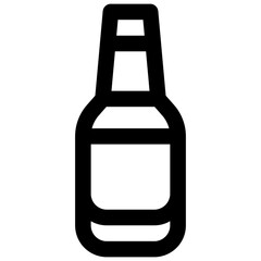Long neck beer bottle. Editable stroke vector icon.
