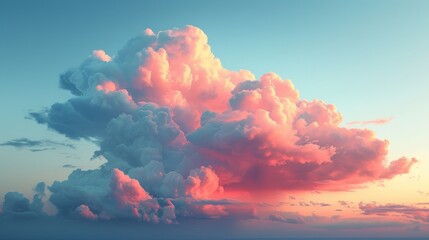 Pink Cloud Hovering Above Ocean