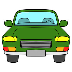 green car illustration hand drawn isolated vector