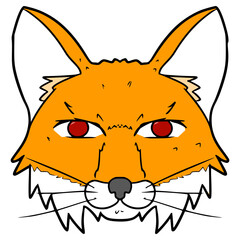 fox head icon illustration hand drawn isolated vector
