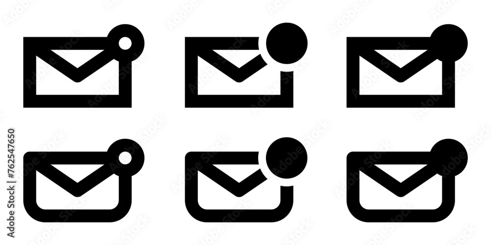 Poster email message icon set. incoming message symbols. abstract envelope with incoming letter message. ve