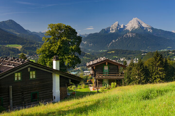 Metzenleiten gegen Watzmann, Berchtesgadener Land, Bayern, Deutschland