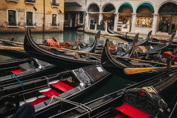 Schilderijen op glas Pile of Venecian Gondolas  © Deni