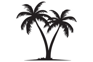Silhouette of palm trees White background Illustration