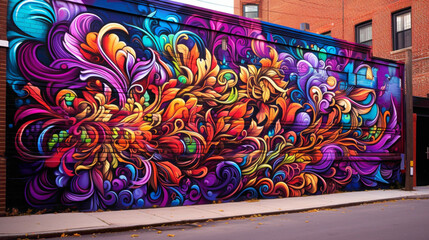 Let the city come to life with the vibrant colors of a bold and psychedelic street art mural.