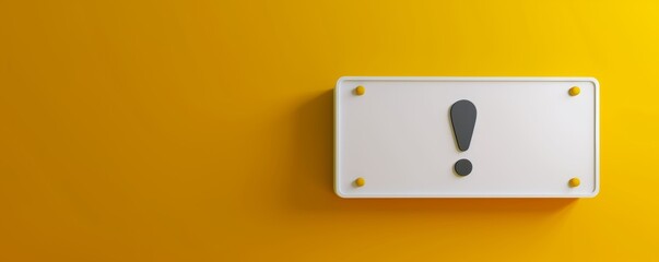 White Alert Button With Exclamation Mark On a Bright Yellow Background
