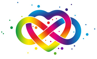 Autistic Pride Day. Colorful rainbow infinity and heart. Rainbow Infinity symbol. Infinity sign color spectrum. Rainbow gradient in the shape of the infinity sign. Neurodiversity Symbol - 762550447