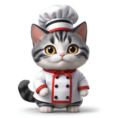 シェフの恰好をした可愛い猫