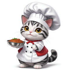 シェフの恰好をした可愛い猫