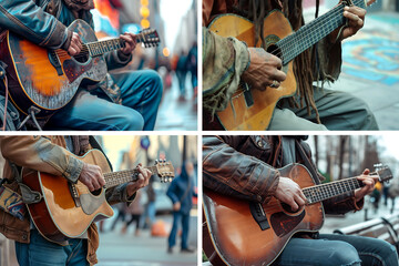 musician playing the guitar - obrazy, fototapety, plakaty