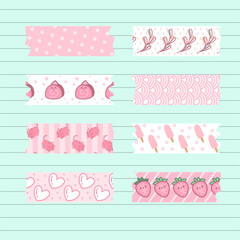pink color series decorative washi tape collection set
