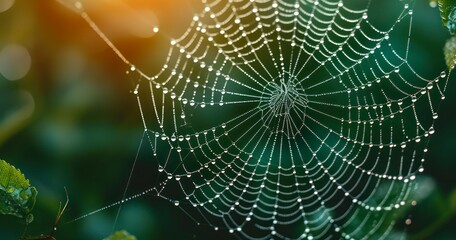 The Awe-Inspiring Patterns of Morning Dew Clinging to the Delicate Strands of a Spider's Trap