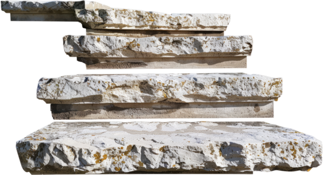 Natural stone steps, cut out transparent