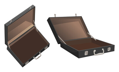 Open empty isometric suitcase illustration