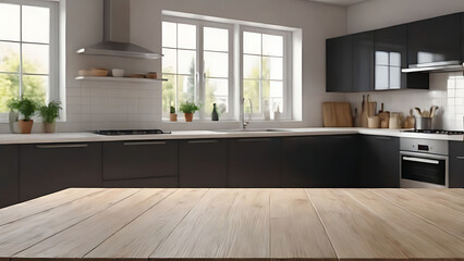Fototapeta premium empty wooden kitchen table