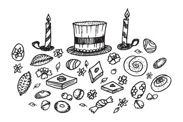 doodle vector set illustration of xoncha for Novruz holiday table