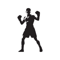 Boxer silhouette: Boxer Vector Capturing the Power, Agility, and Grit of Boxers in Action, boxer black illustration.
