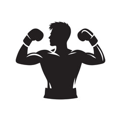 Boxer silhouette: Boxer Vector Capturing the Power, Agility, and Grit of Boxers in Action, boxer black illustration. - obrazy, fototapety, plakaty