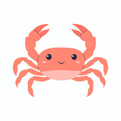Little cute crab isolated on white background, vector illustration, children's illustration, summer