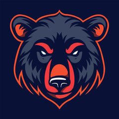 Bear head mascot sports logo vector illustration with isolated background