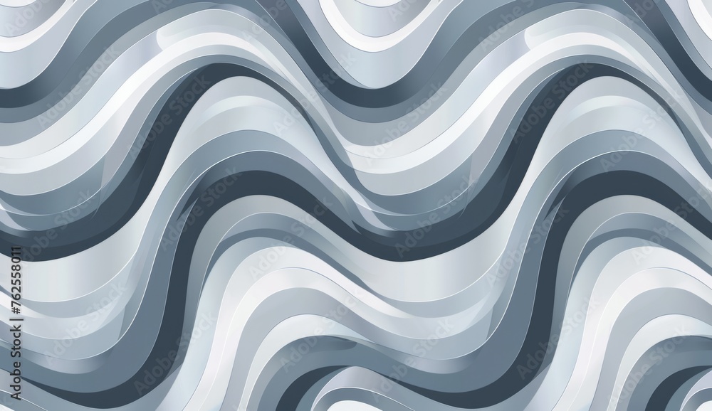 Aufkleber modern grey and white pattern with wavy lines, simple geometric design generative ai