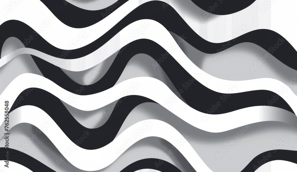 Aufkleber modern grey and white pattern with wavy lines, simple geometric design generative ai