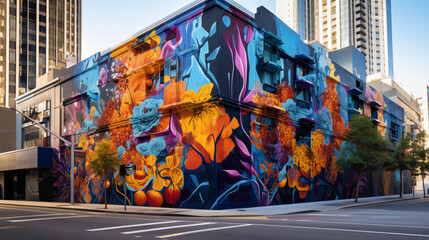 Immerse yourself in the pulsating rhythm of the city with a vibrant street art mural as your guide.