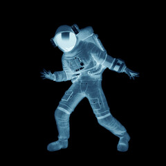 astronaut is trying to stop