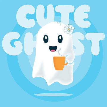 Cute Ghost Cartoon Character