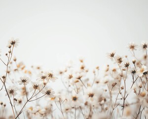 Subtle floral background, minimal aesthetics, clear white space at the center,close-up