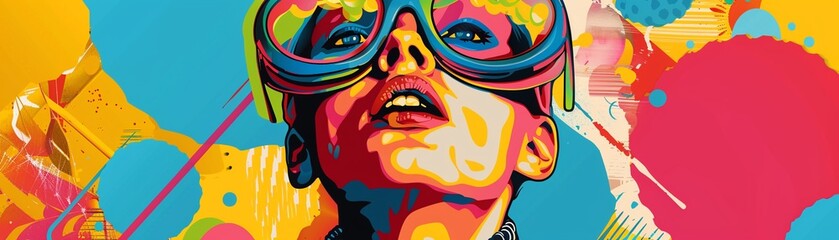 Pop art style backdrop, bold graphics, colorful,photographic style