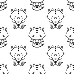 seamless pattern dragon with heart