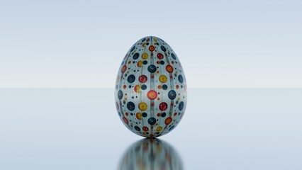 3D minimalist Easter egg design featuring a retro wave pattern, blending modern aesthetics with classic holiday charm...