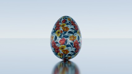 3D minimalist Easter egg design featuring a retro wave pattern, blending modern aesthetics with classic holiday charm...