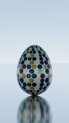 3D minimalist Easter egg design featuring a retro wave pattern, blending modern aesthetics with classic holiday charm...