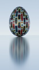 3D minimalist Easter egg design featuring a retro wave pattern, blending modern aesthetics with classic holiday charm...