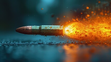 Bullet with smoke and fire - obrazy, fototapety, plakaty