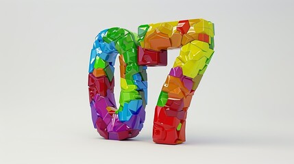 3d render of a number of 07on white background