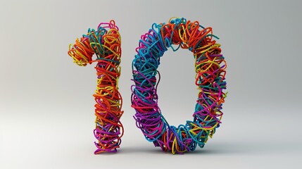 3d render of a number of 10 on white background