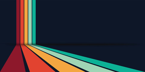 etro vintage 70s style stripes background poster lines. shapes vector design graphic 1970s retro background. abstract stylish 70s era line frame illustration. banner, cover, poster, backdrop. © yassine