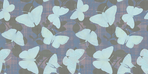 Abstract watercolor pattern, butterflies endless ornament, background for design, seamless pattern of bright flying butterflies, colorful hand drawn illustration for wallpaper, packaging and print