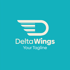 Delta Wings Logo Design Template: Merging Letter D with Wings Symbol. This modern alphabet-inspired logotype is perfect for Technology, Business, Organizations, Personal Branding, and more.